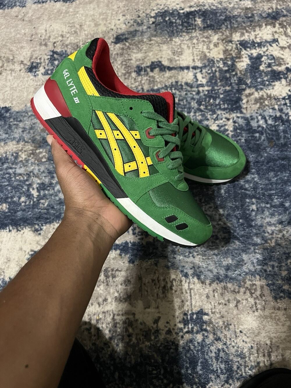 Size 11-Asics Gel-Lyte III 3 JAMAICA Rasta Pack 'Carnival Pack' Shoes H514N-8404